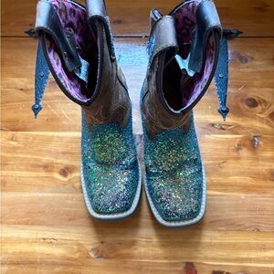Glittery Cowboy Boots with Brown Accents